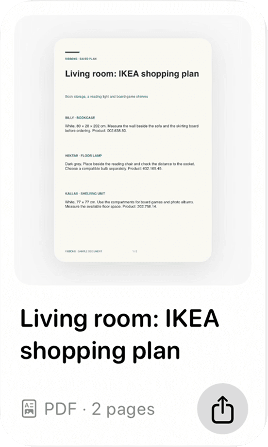 Saved IKEA shopping plan PDF